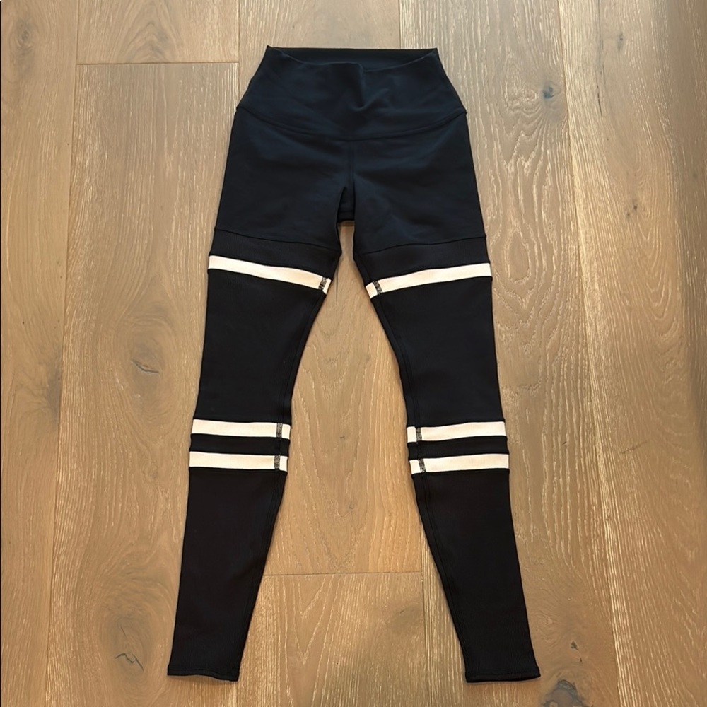 Women’s Black and White Striped Leggings